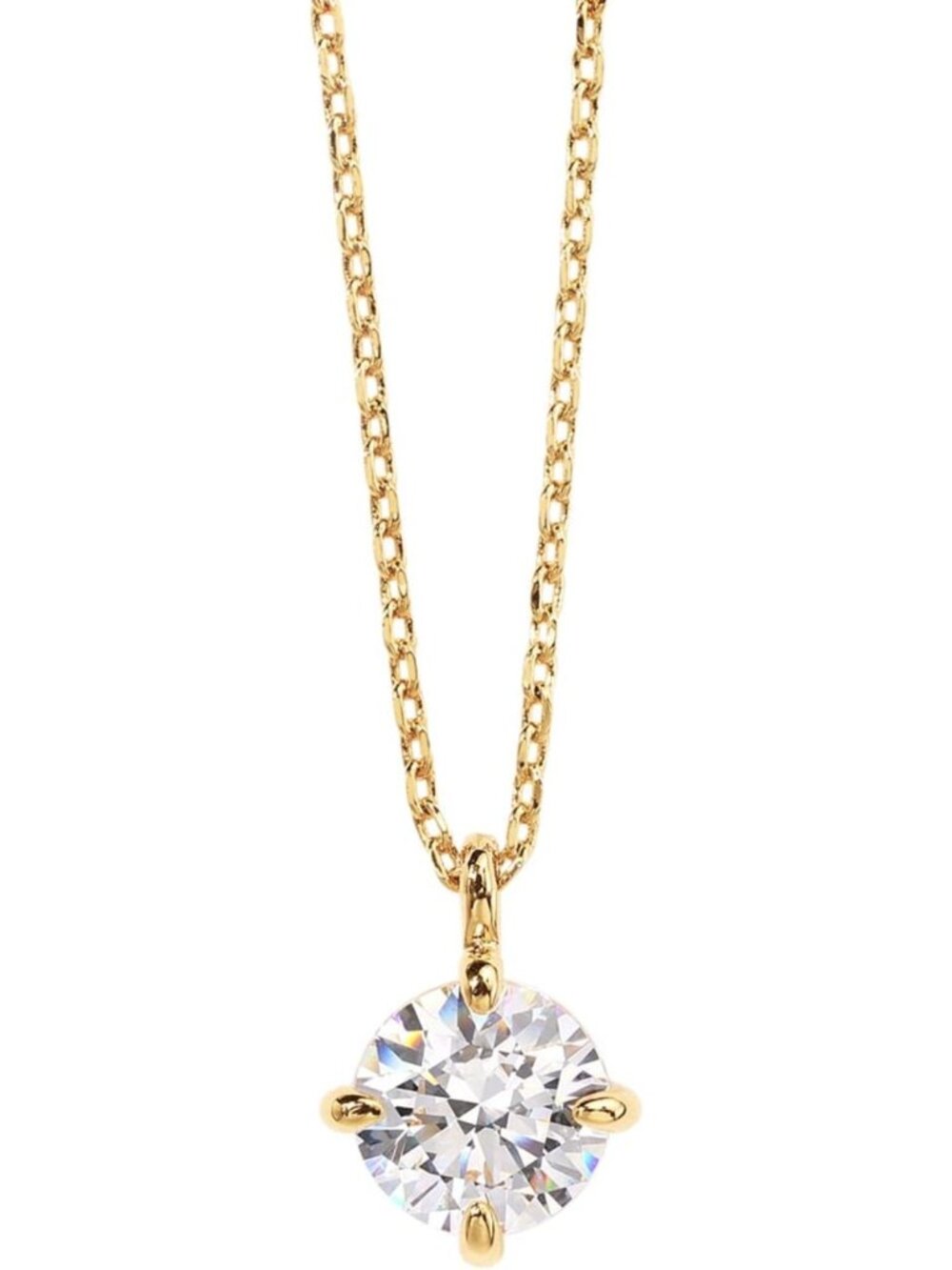 14K Gold Plated Adjustable Slider Necklace with Cubic Zirconia Diamond Pendant